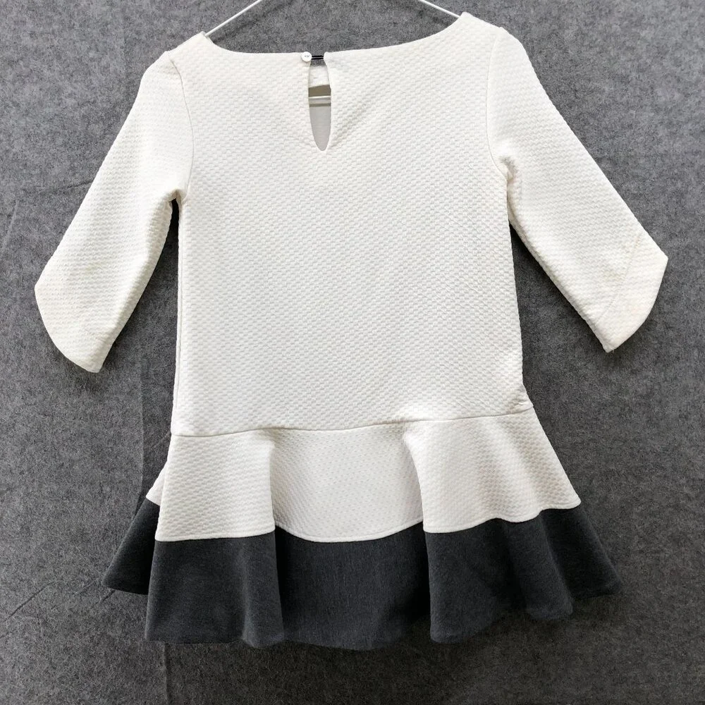 A.Bird Girls‎ Size 6 Dress Boat Neck White Gray 3/4 Sleeve Tiered Formal Party